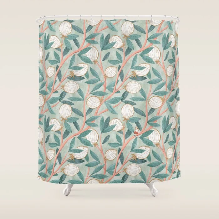 Whimsical Fruit with little girl Shower Curtain